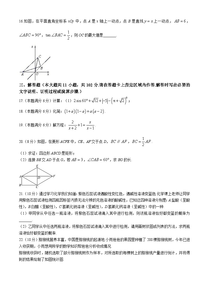 2025年江苏省连云港市新海实验中学中考二模考试数学试题（中考模拟）第3页