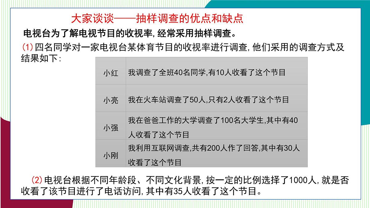 青岛版数学2024七年级下册   7.1  数据的收集（第2课时  样本的代表性） PPT课件第6页