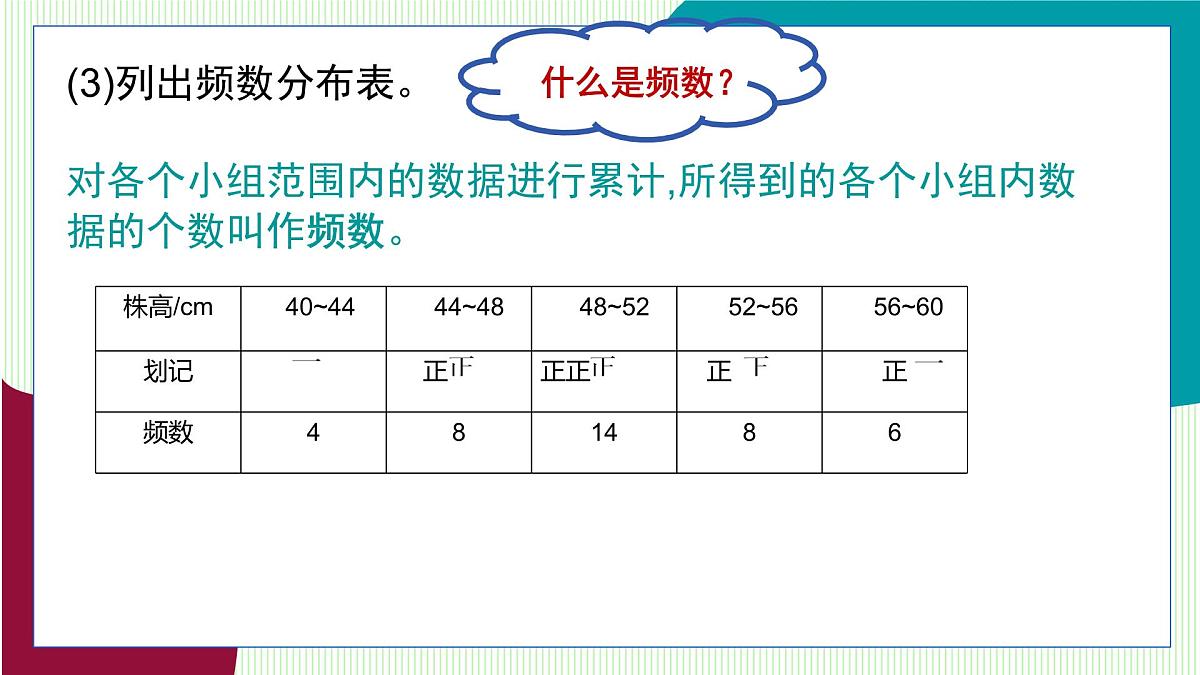 青岛版数学2024七年级下册 7.3 数据的描述（第3课时 频数直方图） PPT课件第8页