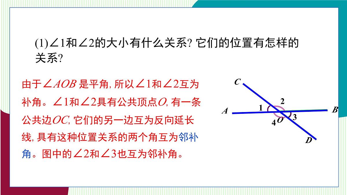 青岛版数学2024七年级下册 8.1相交线（第1课时 邻补角、对顶角） PPT课件第7页
