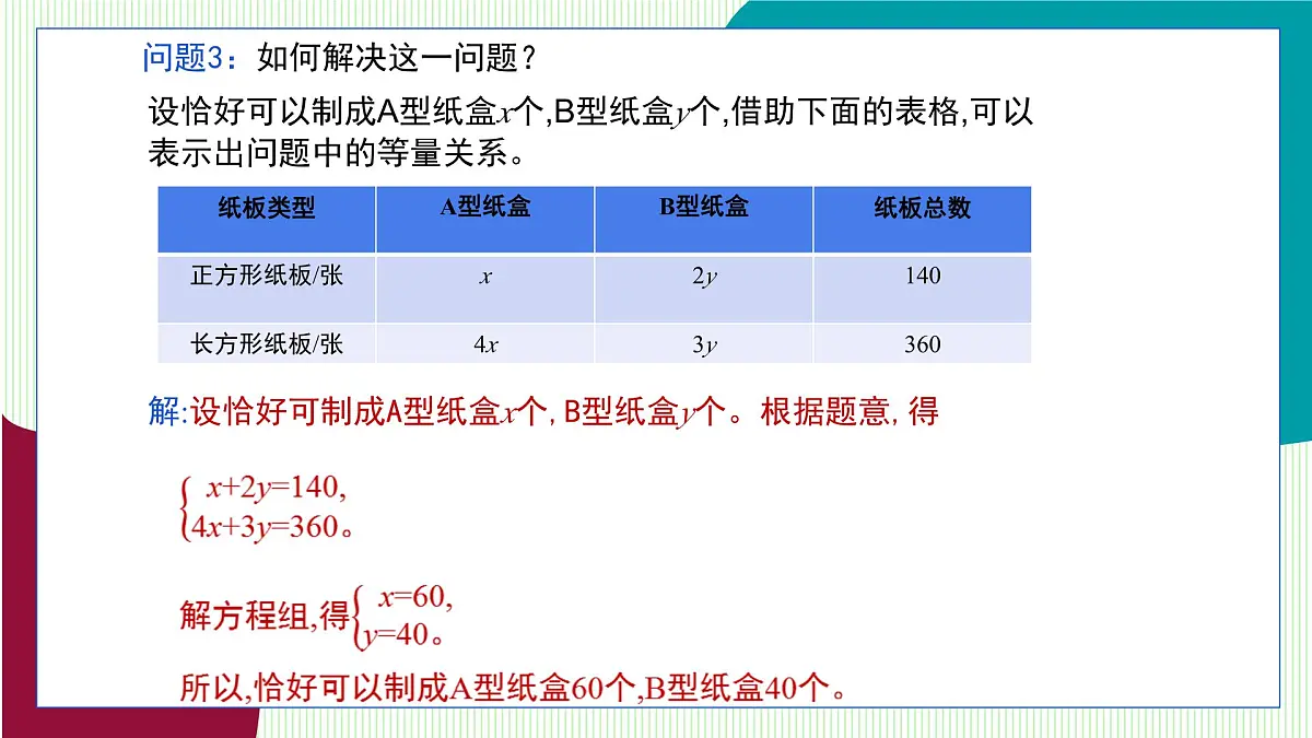 青岛版数学2024七年级下册 9.3 二元一次方程组与实际问题 第1课时　 PPT课件第7页