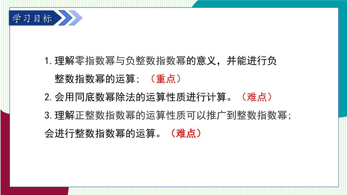 青岛版数学2024七年级下册   10.1 幂的运算 第5课时 零指数幂与负指数幂 PPT课件第3页