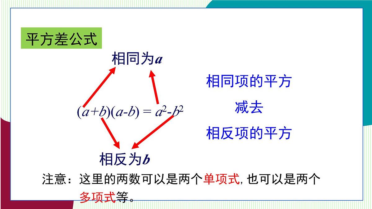 青岛版数学2024七年级下册 10.3 乘法公式 第1课时 平方差公式 PPT课件第8页