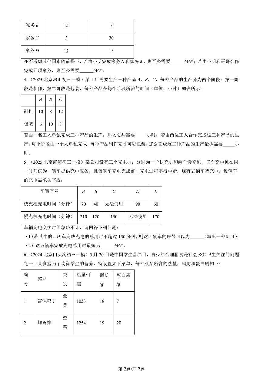 2023-2025北京初三一模[中考模拟]数学汇编：有理数的加减法第2页