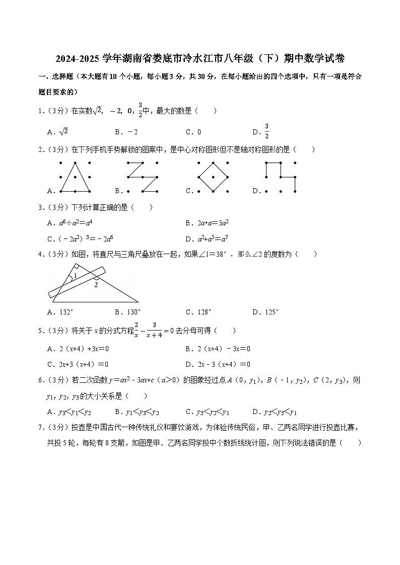 湖南省娄底市冷水江市2024—2025学年下学期八年级期中数学试卷第1页
