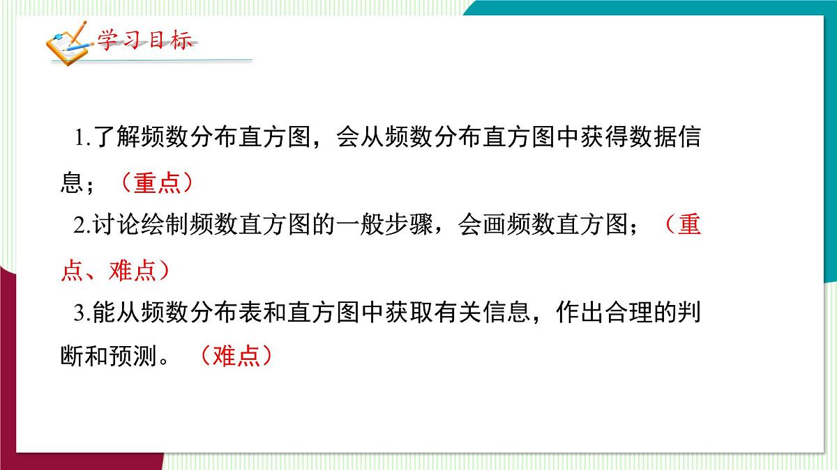 北师大版数学这2024 七年级上册 6.3  数据的表示（第2课时 频数直方图） PPT课件第3页
