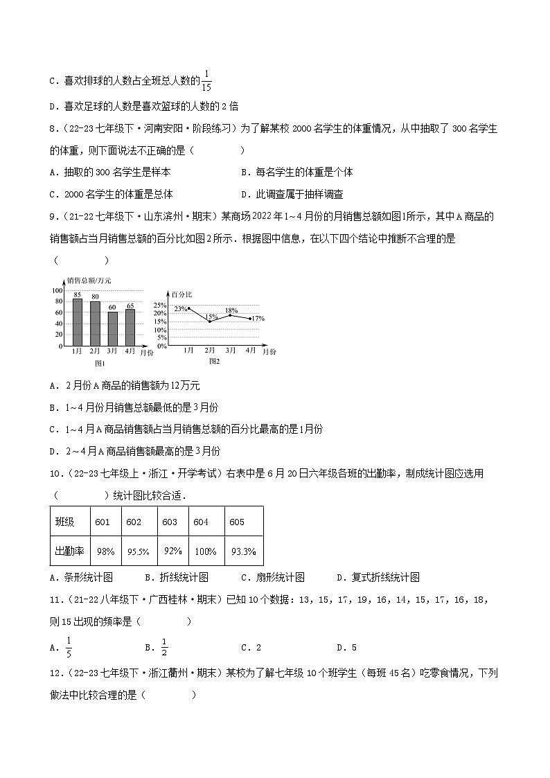 浙教版2025年七年级数学下学期期末总复习（专题训练）专题06数据与统计图表(考题猜想，精选35题)(学生版)第3页