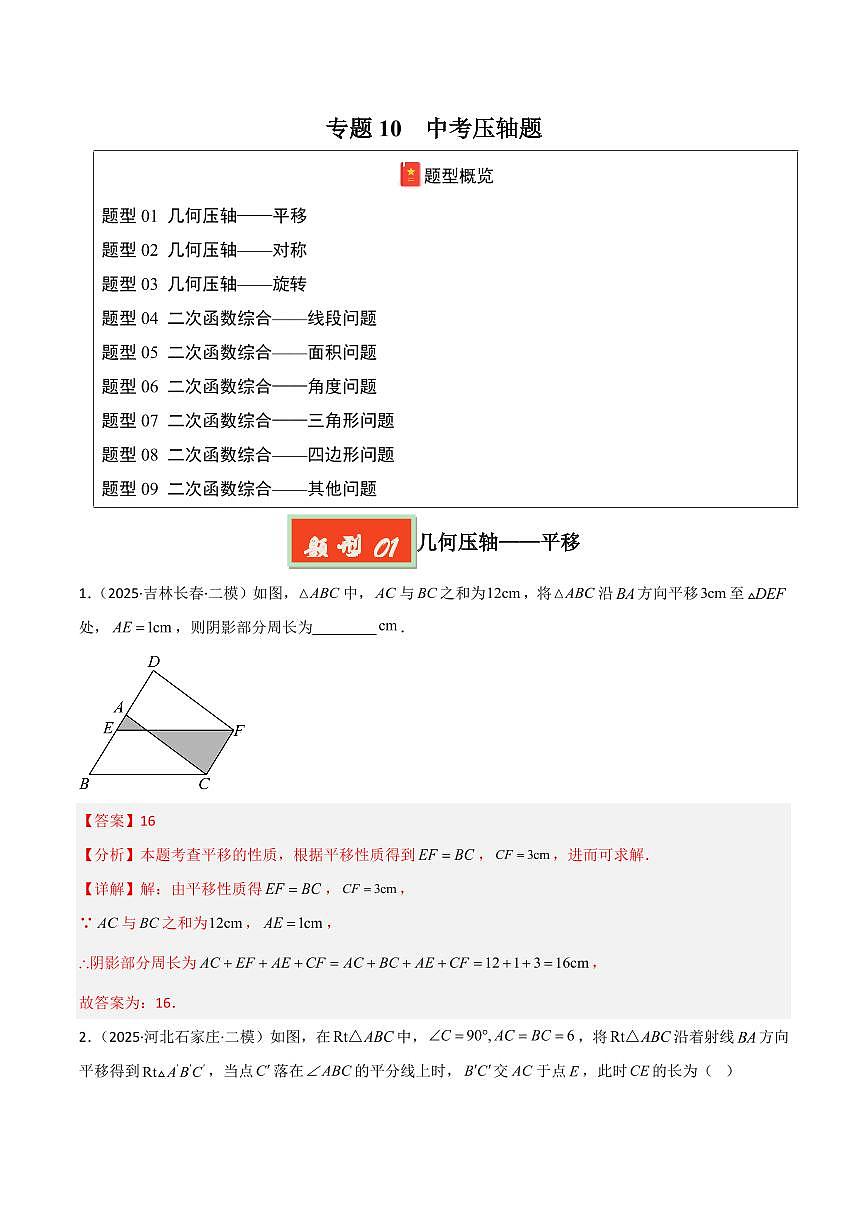 专题10 中考压轴题(解析版)第1页