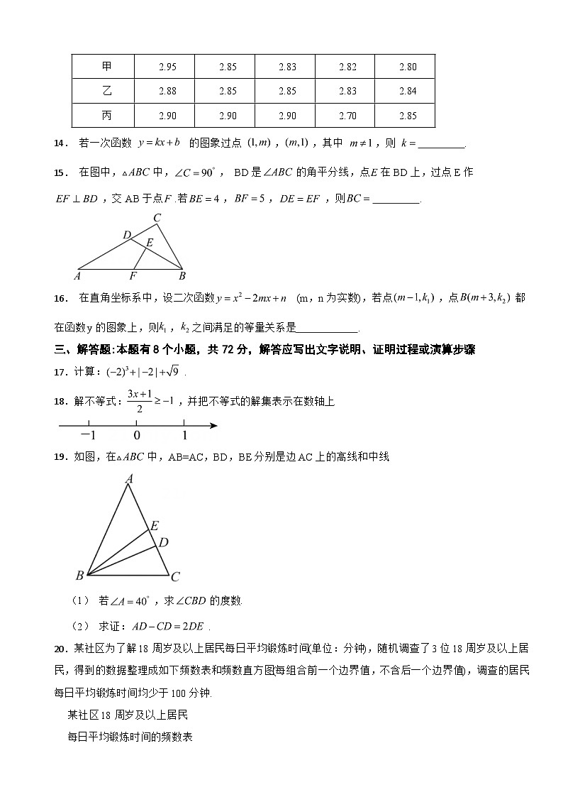 浙江省杭州市拱墅区2025年初中学业水平模拟考试数学试题卷附答案第3页