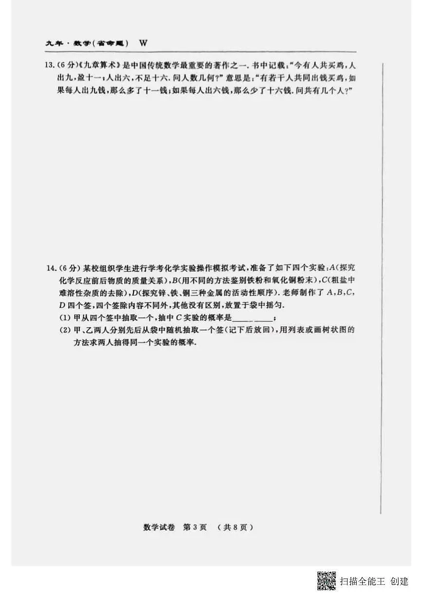 2025年吉林省吉林油田第十二中学九年级第七次模拟考试数学试题（中考模拟）第3页