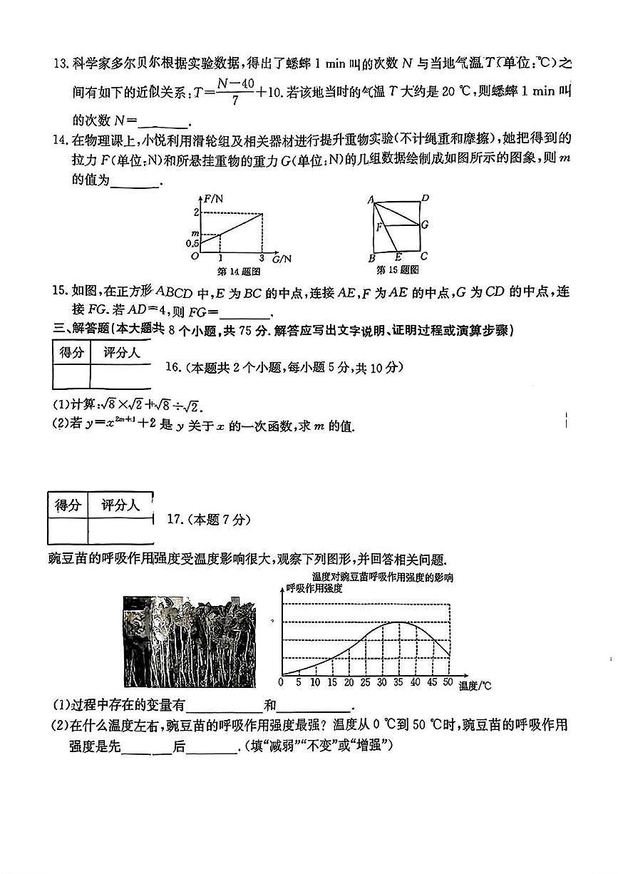 山西省吕梁市中阳县部分学校2024-2025学年八年级下学期5月联考数学试题第3页