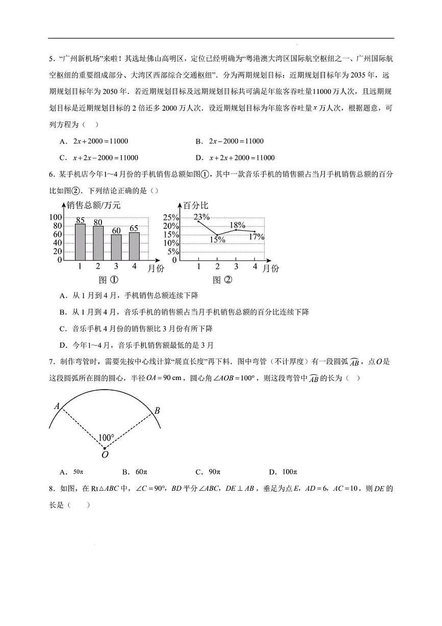 2025年中考数学押题预测卷02 无答案（广州卷）第2页