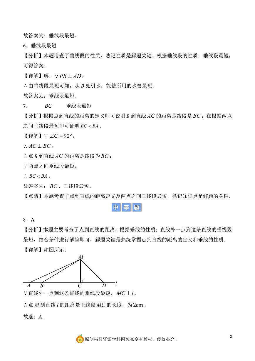 垂线的性质与应用（解析版）第2页