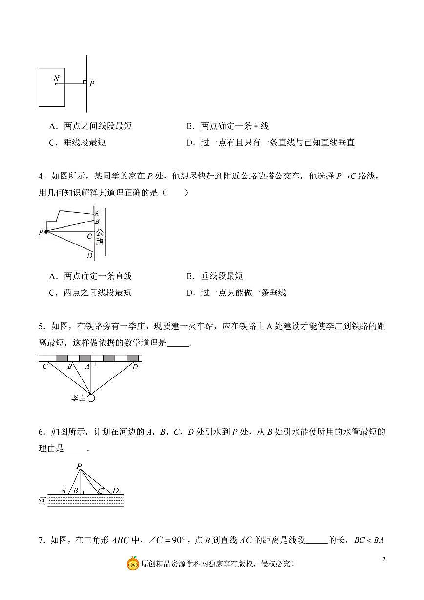 垂线的性质与应用（原卷版）第2页