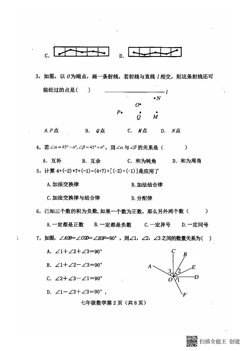 河北省保定市曲阳县2024-2025学年七年级上学期11月期中数学试题第2页