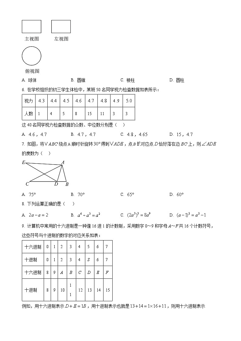 2025年福建省福州第十九中学（福州第三中学初中部）中考三模数学试题（中考模拟）第2页