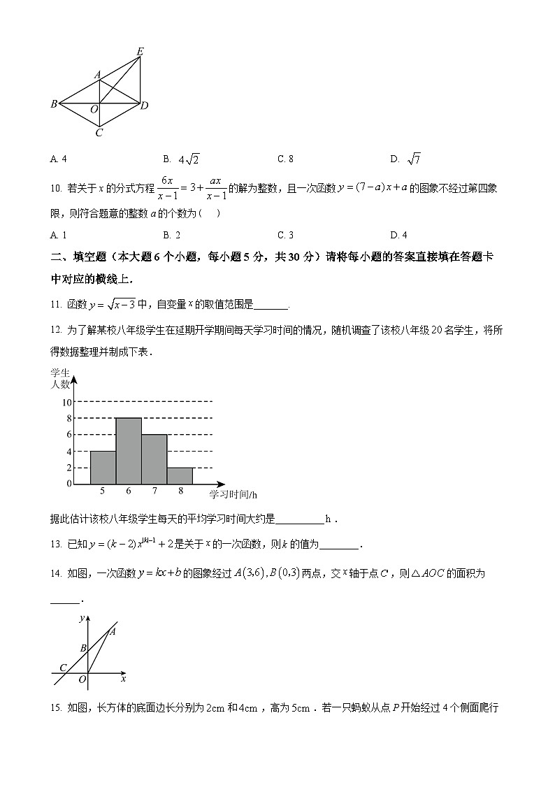 重庆市长寿川维中学校2024-2025学年八年级下学期6月月考数学试题第3页