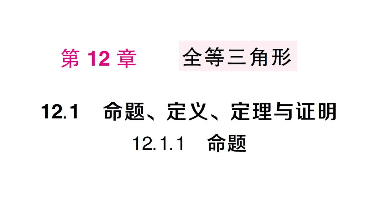 初中数学新华东师大版八年级上册12.1.1 命题作业课件（2025秋）第1页