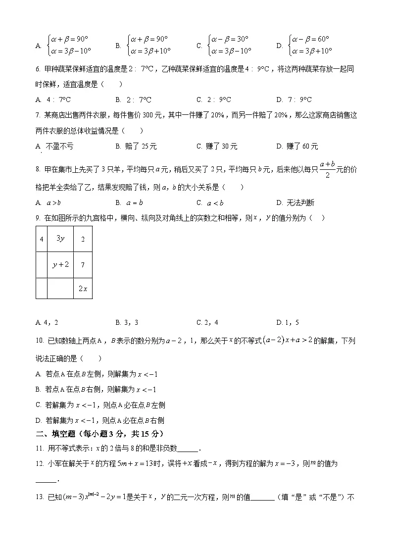河南省洛阳市伊川县2024-2025学年七年级下学期期中质量调研检测数学试卷第2页