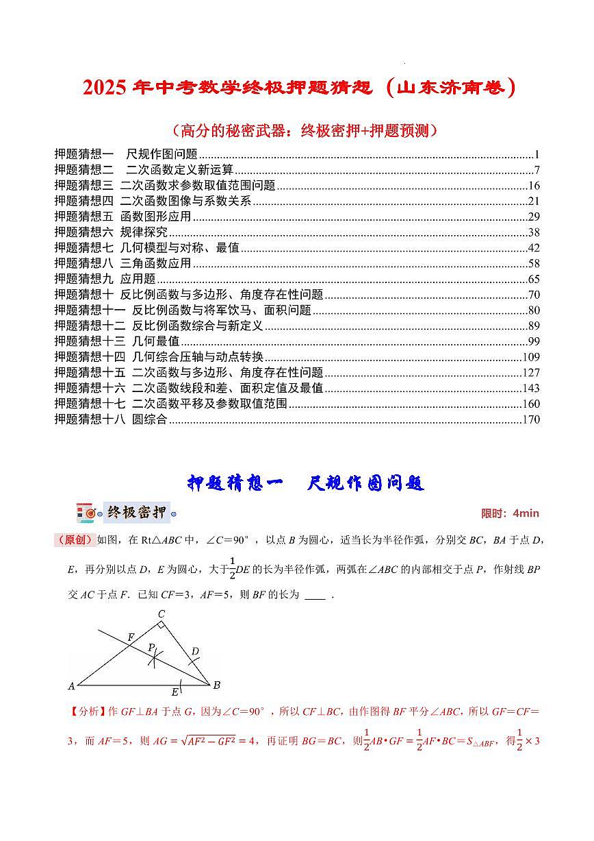 2025中考数学终极押题猜想济南(解析版)试卷第1页