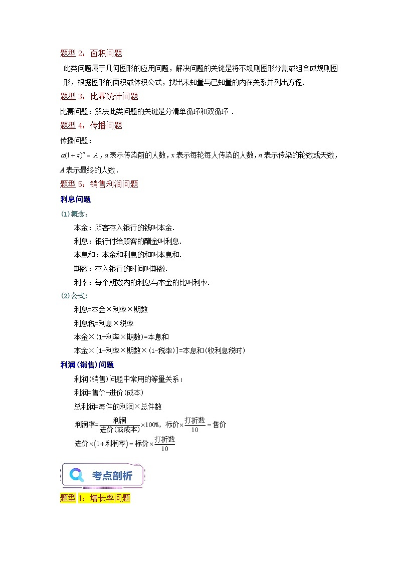 苏科版2025年新九年级数学暑假衔接讲义第06讲实际问题与一元二次方程（7种题型）（学生版）第2页