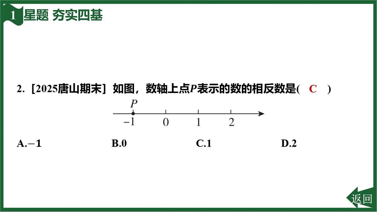 25秋 人教版 数学七上 1.2 有理数 第三课时 相反数 习题课件第5页