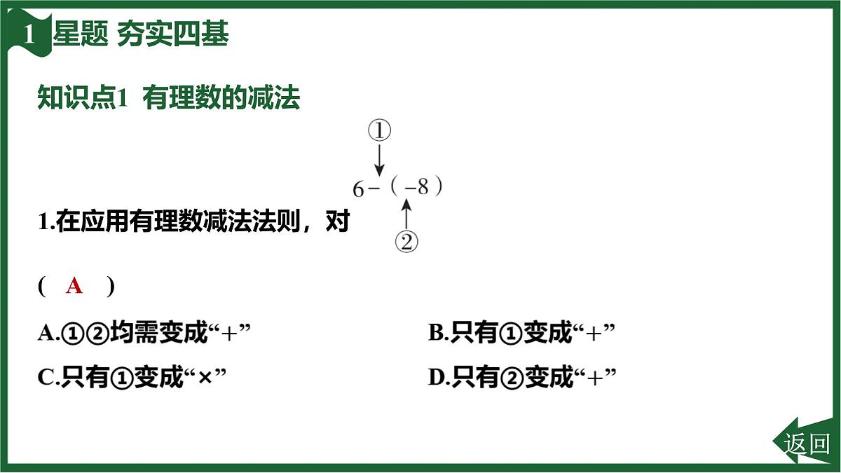 25秋 人教版 数学七上 2.1 有理数的加法与减法 2.1.2 有理数的减法 第1课时 有理数的减法法则 习题课件第3页