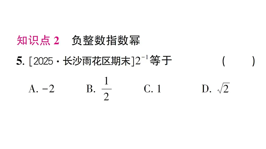 初中数学新湘教版八年级上册2.4.2 零次幂和负整数指数幂作业课件（2025秋）第5页