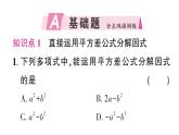 初中數(shù)學(xué)新湘教版八年級(jí)上冊(cè)1.3第1課時(shí) 用平方差公式進(jìn)行因式分解作業(yè)課件（2025秋）含答案