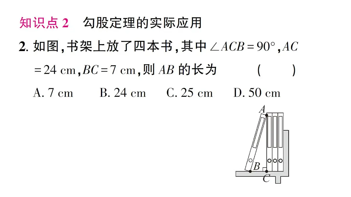 初中数学新湘教版八年级上册5.2第2课时 勾股定理的应用作业课件（2025秋）第3页