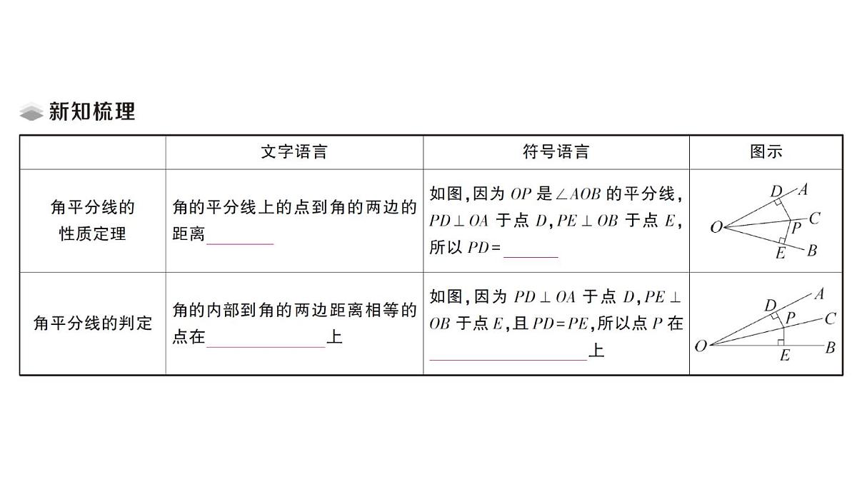 初中数学新湘教版八年级上册5.4第1课时 角平分线的性质与判定课堂作业课件（2025秋）第2页