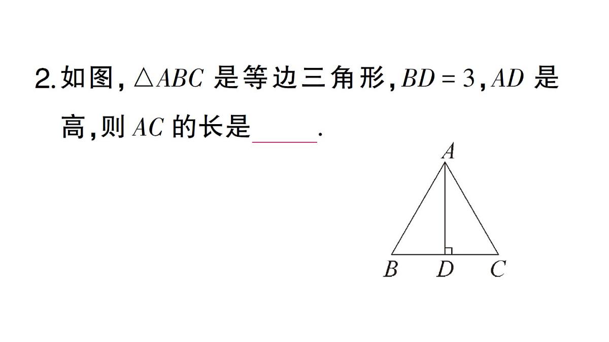初中数学新湘教版八年级上册4.5第3课时 等边三角形的性质定理与判定定理课堂作业课件（2025秋）第5页