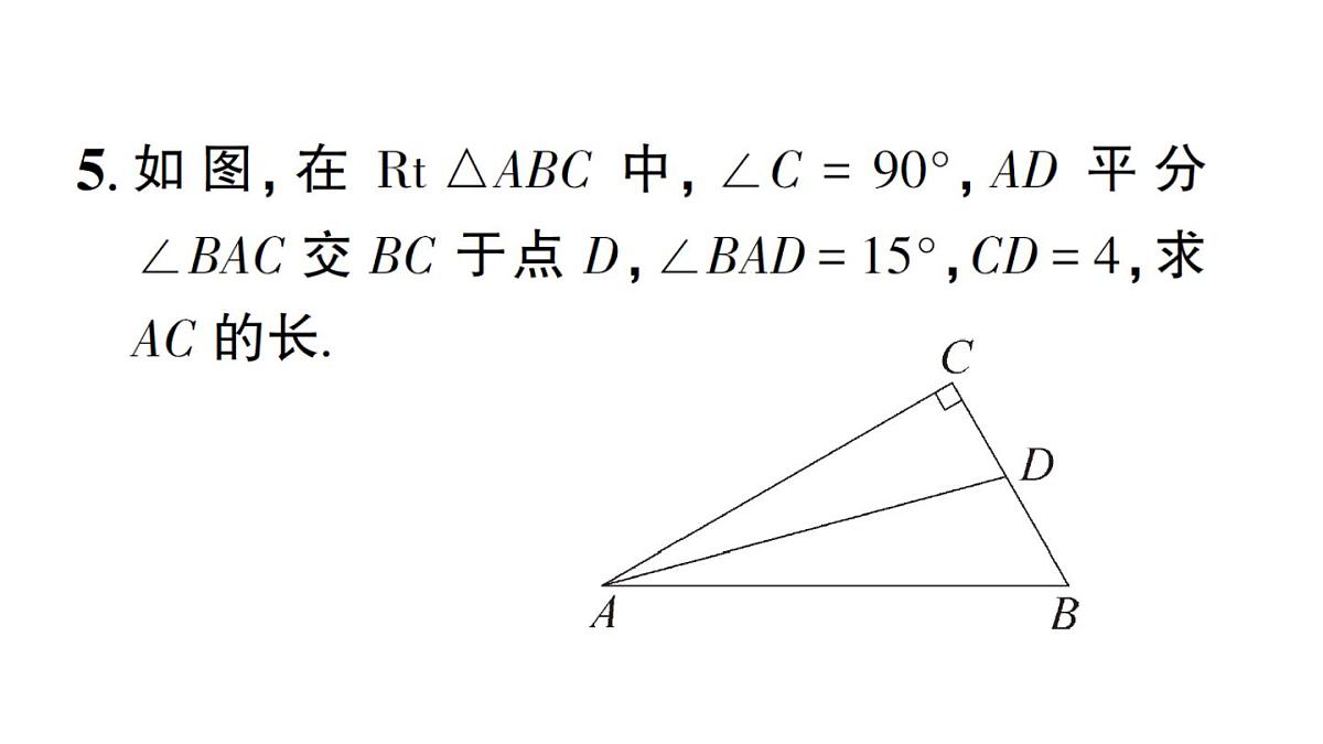 初中数学新湘教版八年级上册第5章提分特训21与角平分线有关的计算与证明作业课件（2025秋）第6页