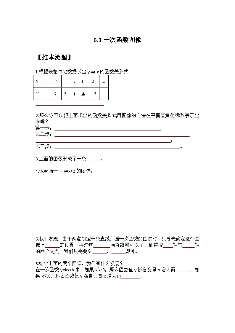 苏科版2025年新八年级数学暑假预习讲义第19讲6.3一次函数图像（学生版）第1页