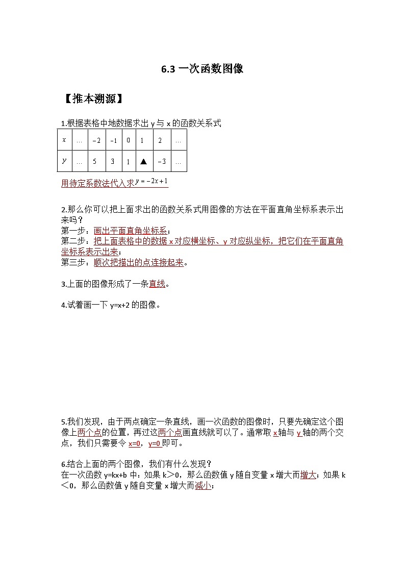 苏科版2025年新八年级数学暑假预习讲义第19讲6.3一次函数图像（教师版）第1页