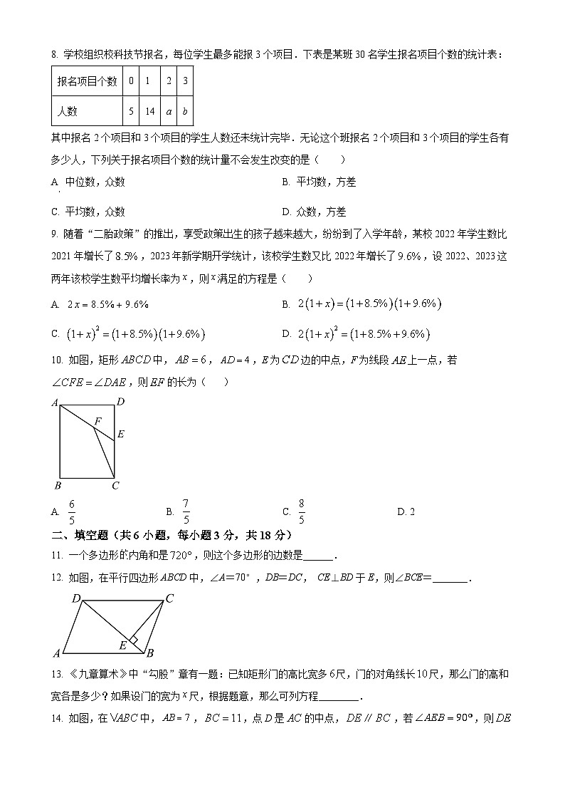 安徽省合肥市包河区2023-2024学年八年级下学期期末数学试题第2页