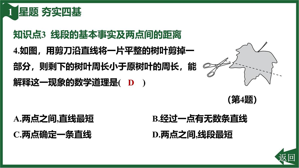 25秋 人教版 数学七上 第六章 几何图形初步 6.2 直线、射线、线段 6.2.2 线段的比较与运算 课件第6页