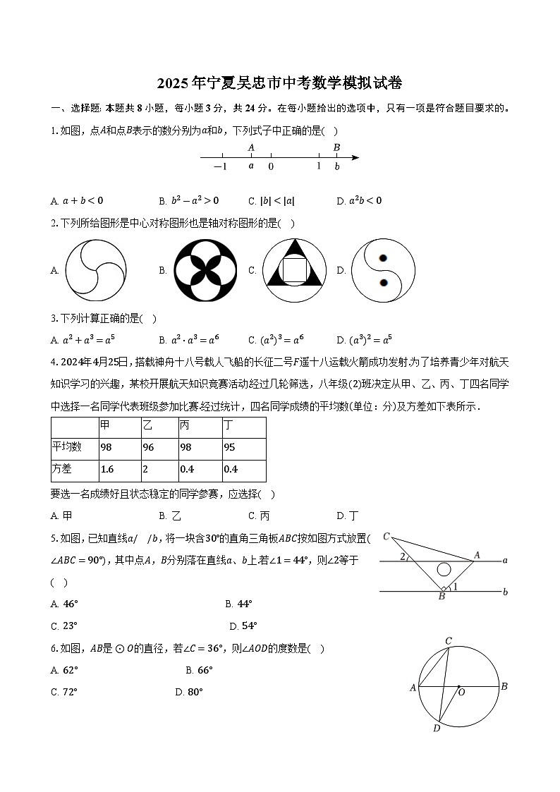 2025年宁夏吴忠市中考数学模拟试卷第1页