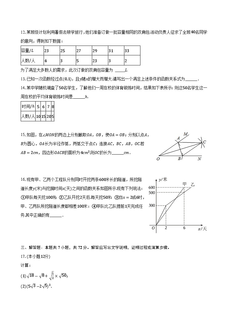 山东省临沂市部分学校2023-2024学年八年级下学期期末考试数学试卷(含答案)第3页