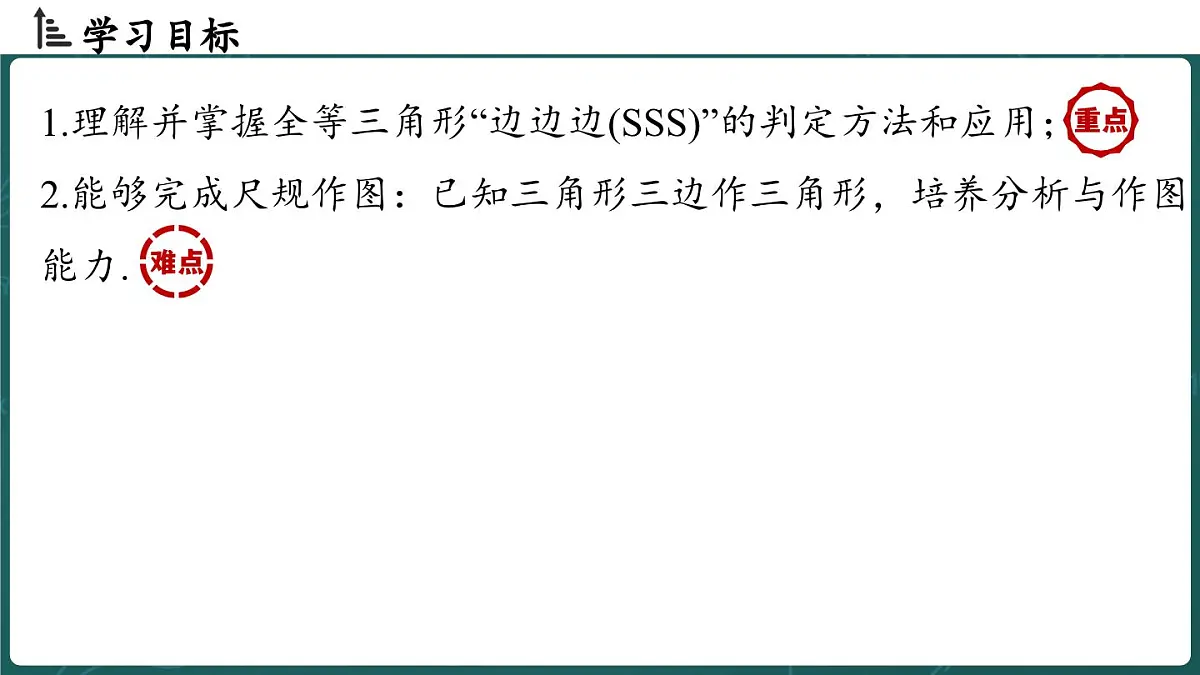 人教版（2024）八年级数学上册 14.2 三角形全等的判定(第3课时SSS)（课件）第2页