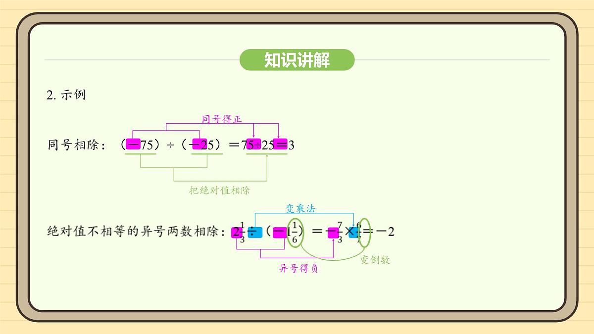 人教版（2024）数学七年级上册2.2.2有理数的除法 课件第8页
