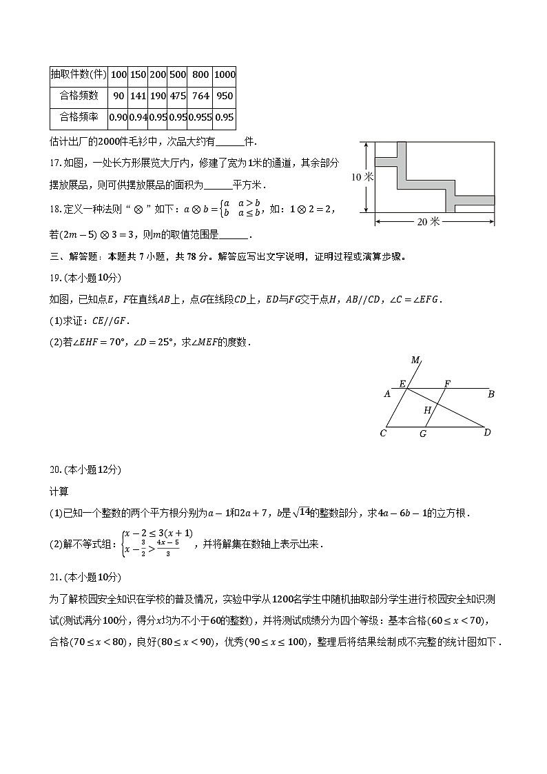 山东省德州市临邑县2023-2024学年七年级下学期期末考试数学试卷(含答案)第3页
