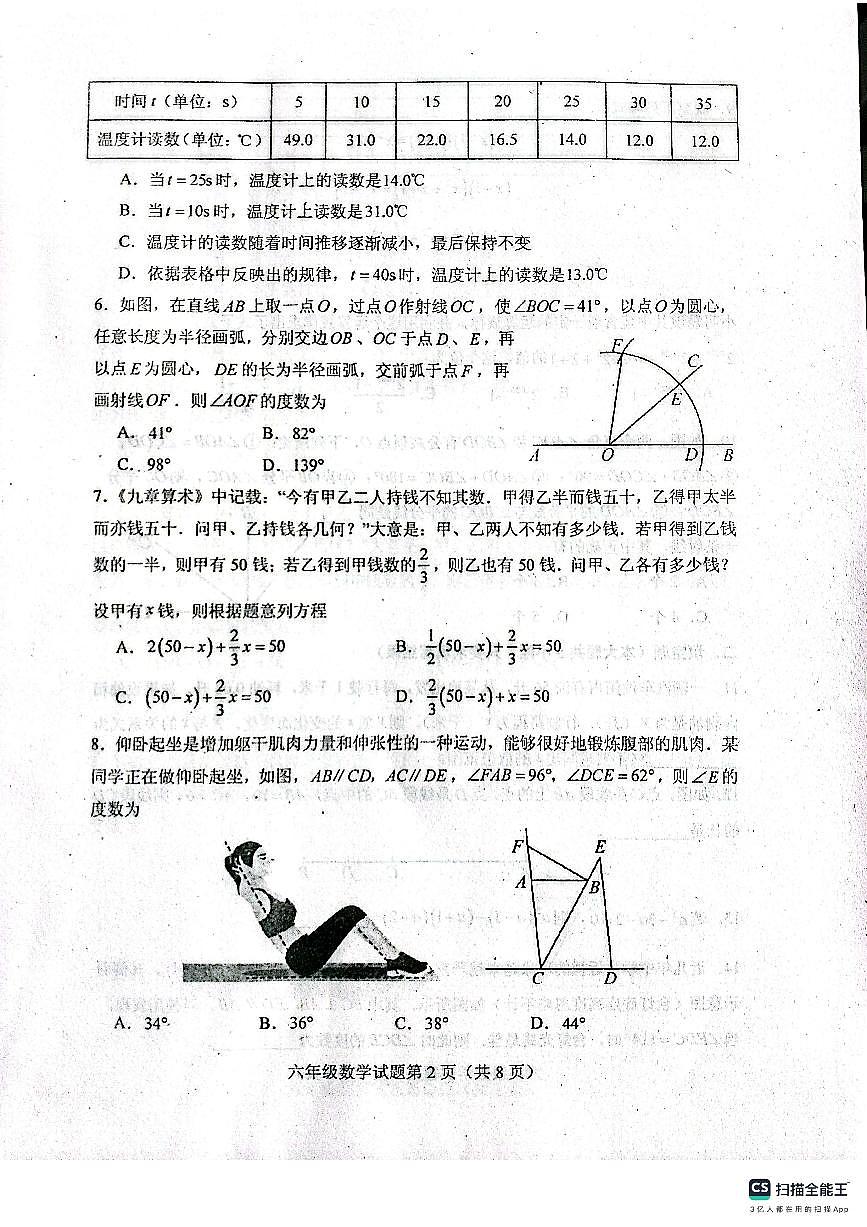 山东省泰安市肥城市2024-2025学年六年级下学期7月期末数学试题(无答案)第2页