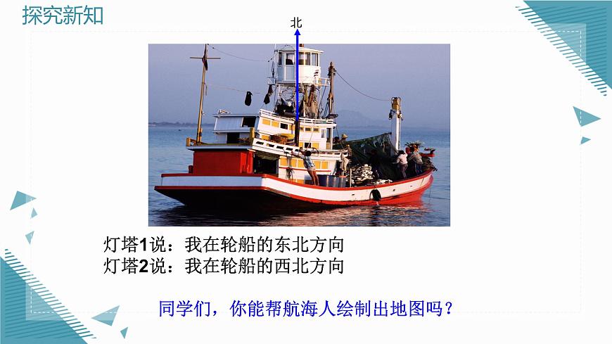 2024版青岛版初中数学八年级上册7.3 用方向和距离描述两个物体的相对位置课件第3页