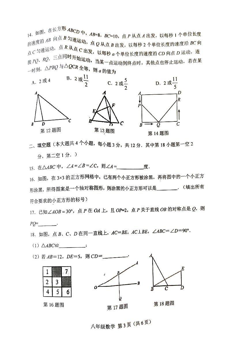 河北省唐山市丰南区2024-2025八上数学期中考试题第3页