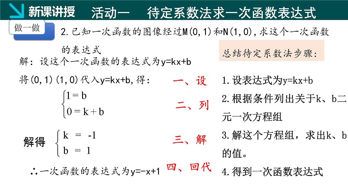 冀教版八年级下册数学21.3 用待定系数法确定一次函数表达式（同步课件）第6页