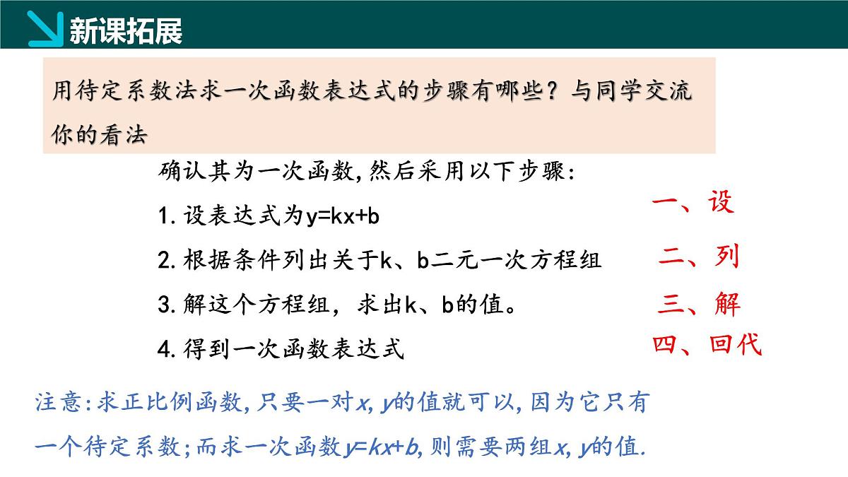 冀教版八年级下册数学21.3 用待定系数法确定一次函数表达式（同步课件）第8页