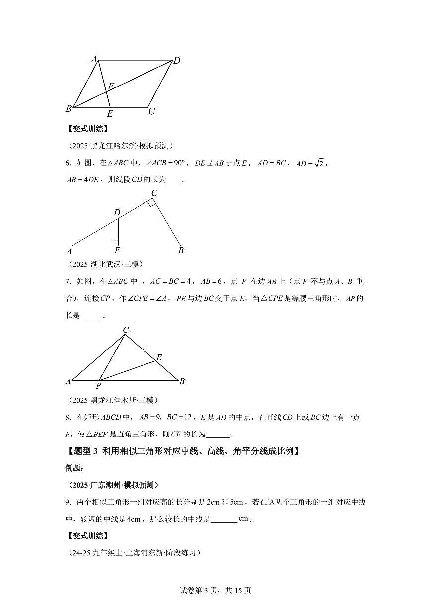 专题19相似三角形的性质（2知识点+6大题型）2025年新九年级数学提升讲义[附答案]第3页