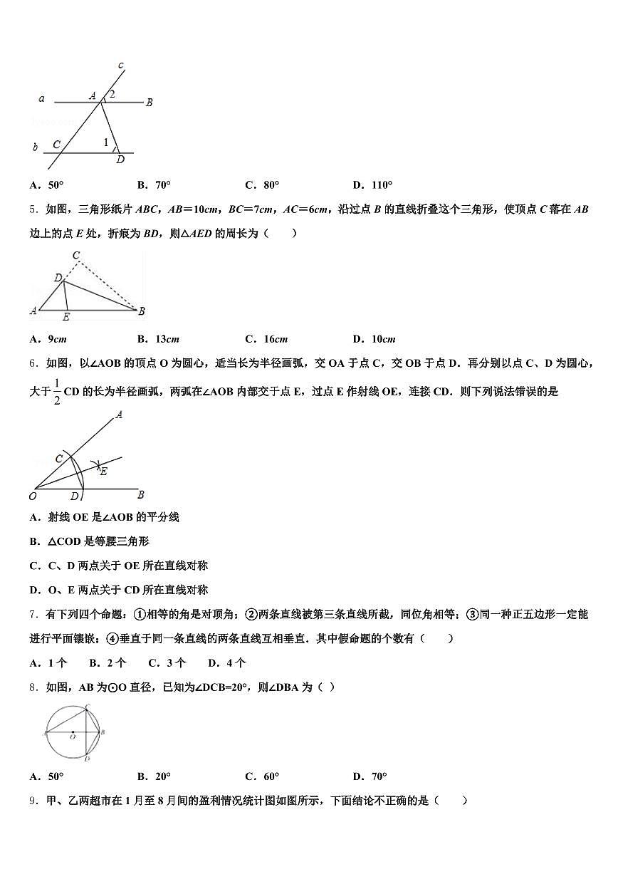 襄樊市枣阳市2025年中考猜题数学试卷含解析第2页