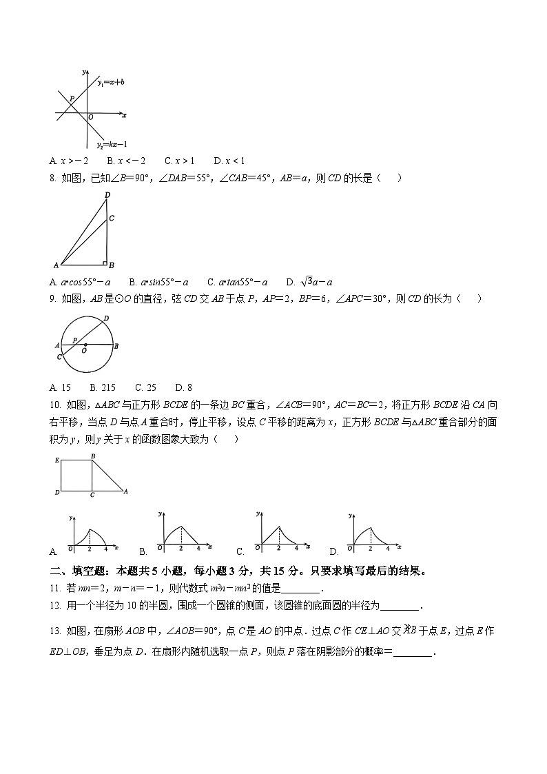 山东省菏泽市单县2025届九年级下学期中考三模数学试卷(含答案)第2页